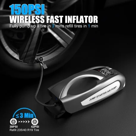 JT-L084 Portable 4-in-1 Battery Jump Starter with Air Compressor - Image 5