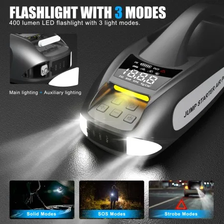 JT-L084 Portable 4-in-1 Battery Jump Starter with Air Compressor - Image 6